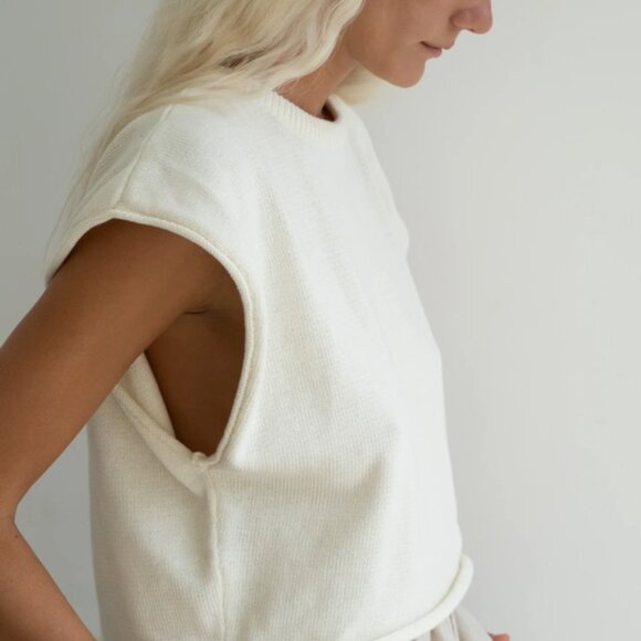 Women's White Crew Neck Sweater - Picture 4 of 5